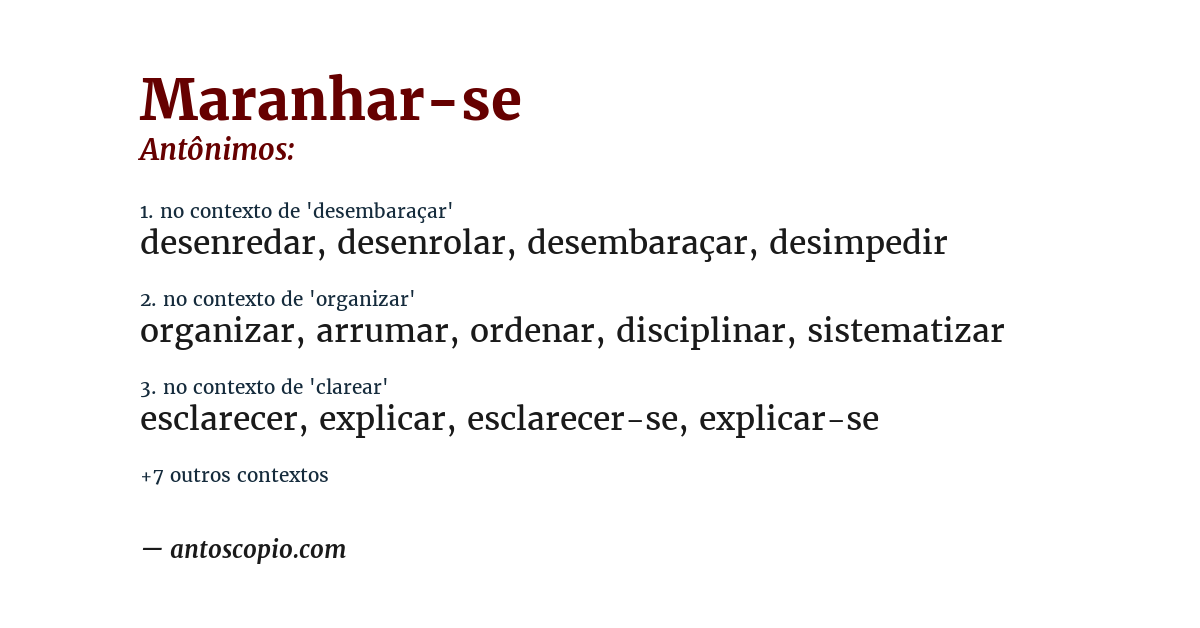 Antônimo de maranhar-se