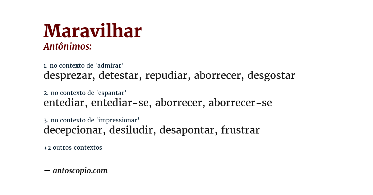 Antônimo de maravilhar