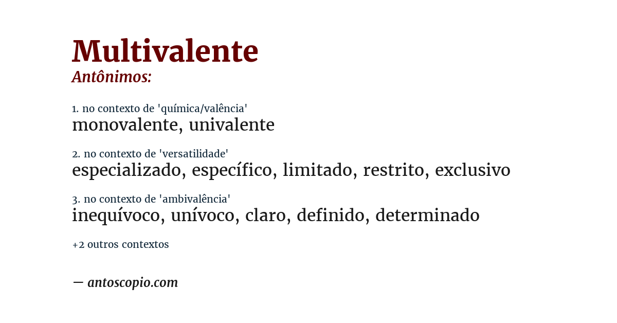 Antônimo de multivalente