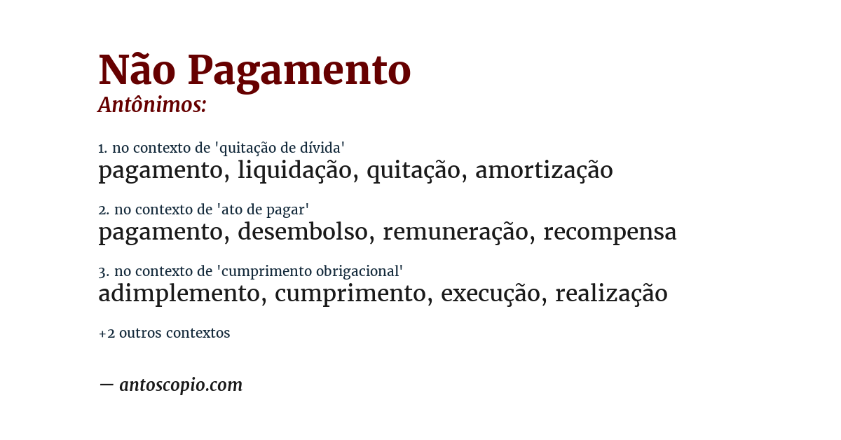 Antônimo de não pagamento