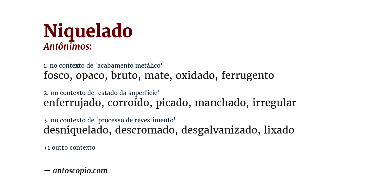 Antônimo de niquelado