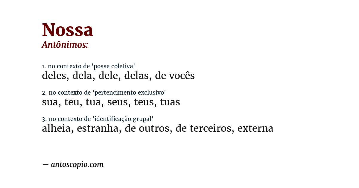 Antônimo de nossa