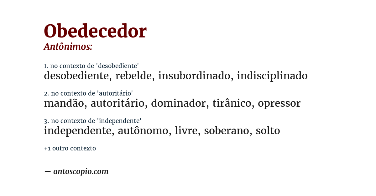 Antônimo de obedecedor