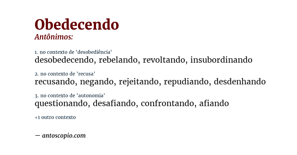 Antônimo de obedecendo