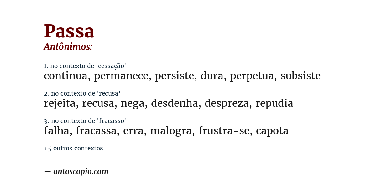 Antônimo de passa