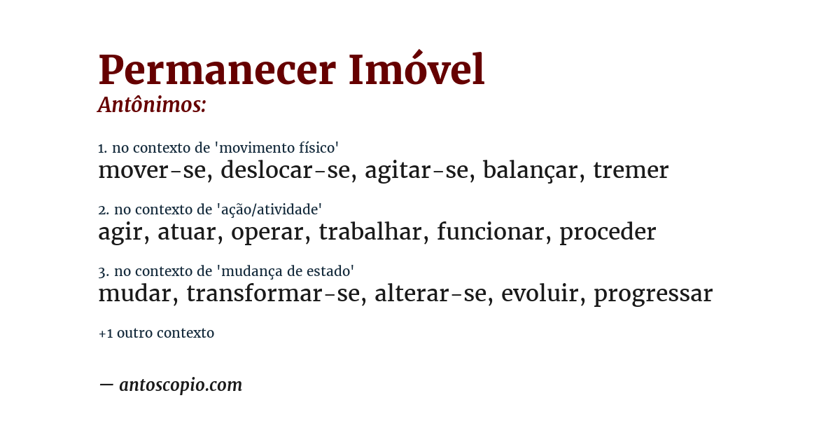 Antônimo de permanecer imóvel