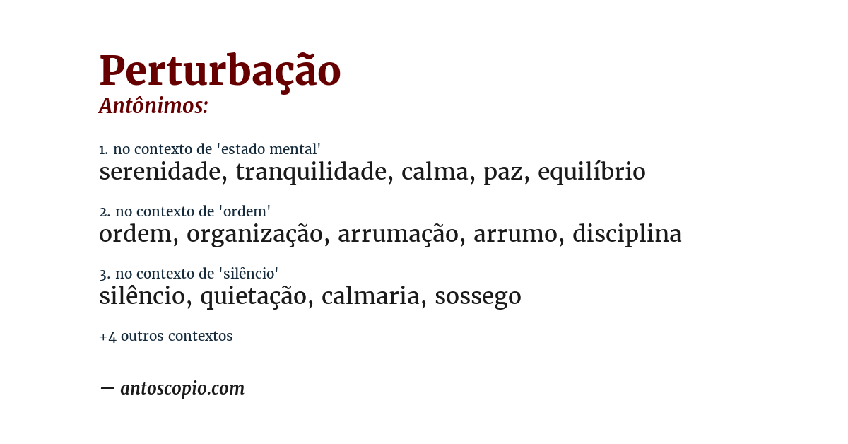Antônimo de perturbação