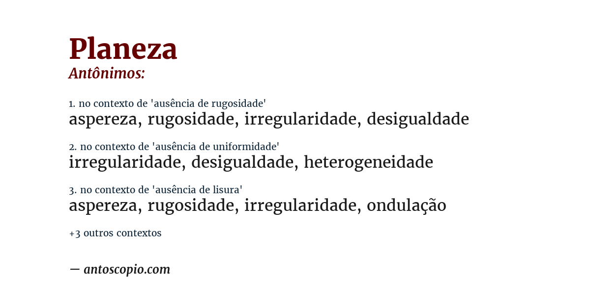 Antônimo de planeza