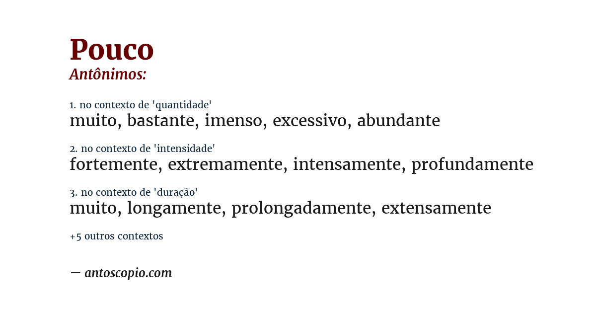 Antônimo de pouco
