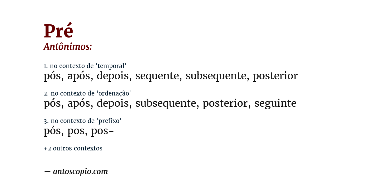 Antônimo de pré