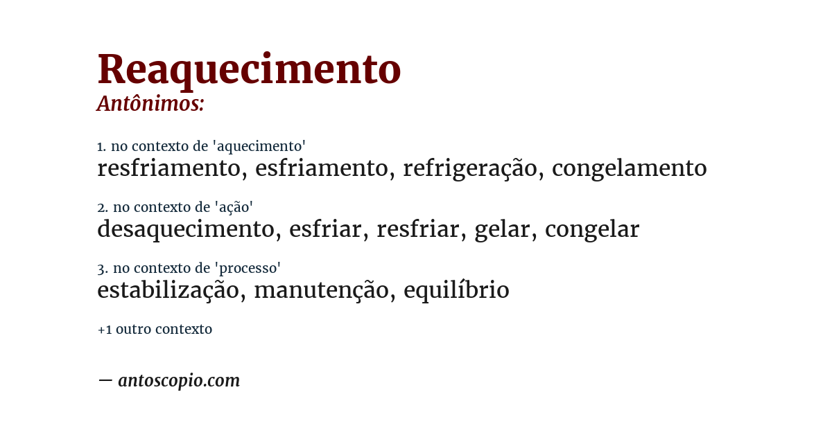 Antônimo de reaquecimento