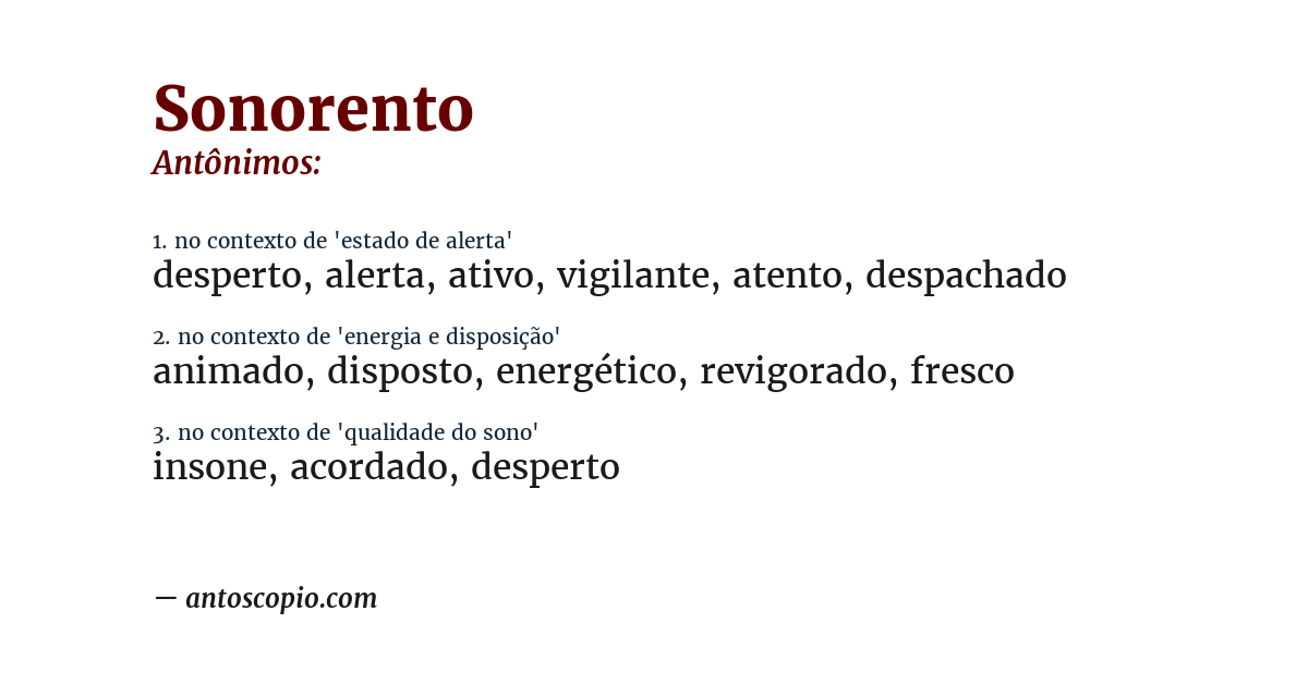 Antônimo de sonorento