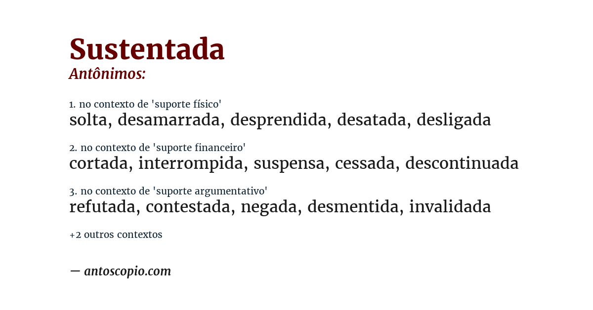 Antônimo de sustentada
