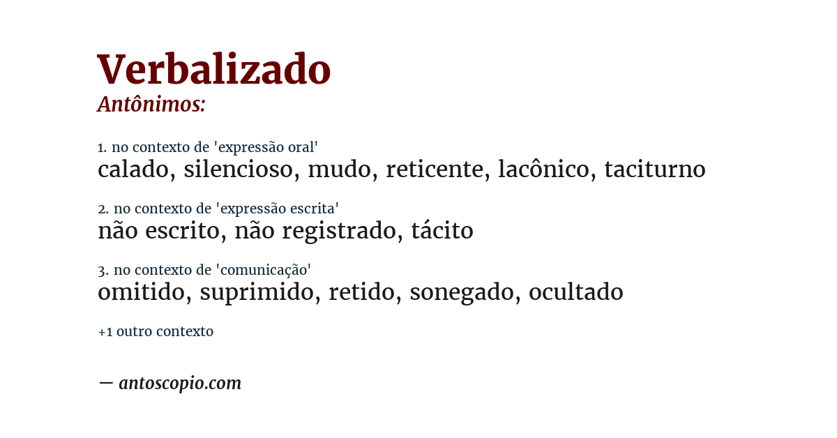 Antônimo de verbalizado