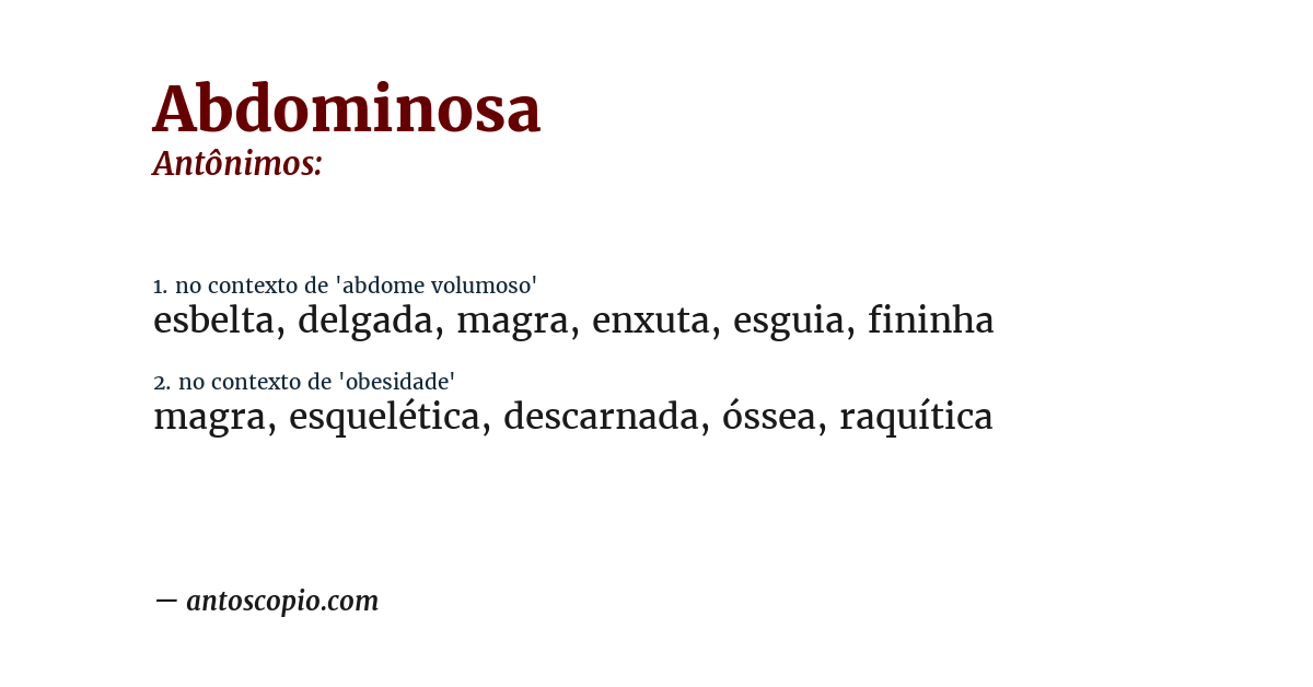 Antônimo de abdominosa