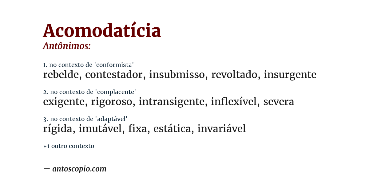 Antônimo de acomodatícia