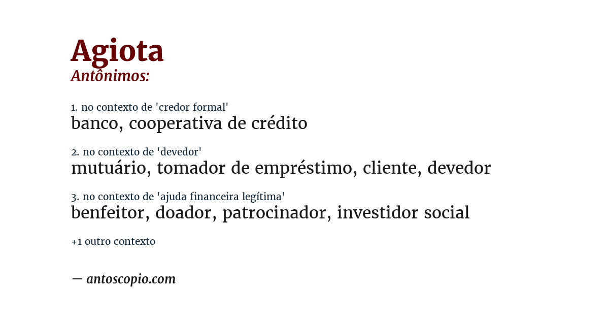 Antônimo de agiota