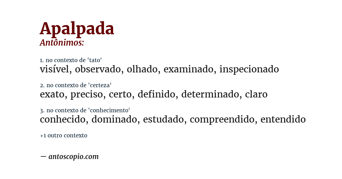 Antônimo de apalpada