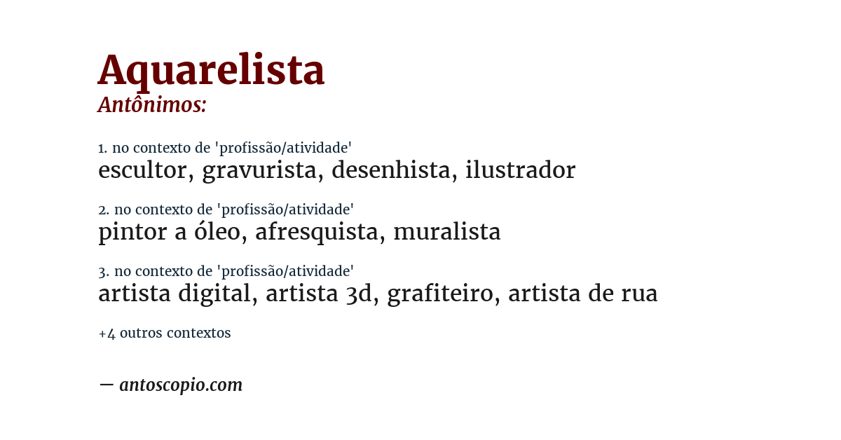 Antônimo de aquarelista