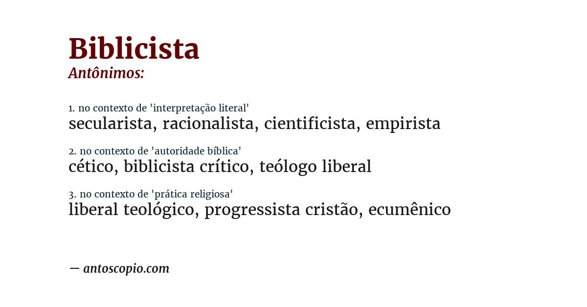 Antônimo de biblicista