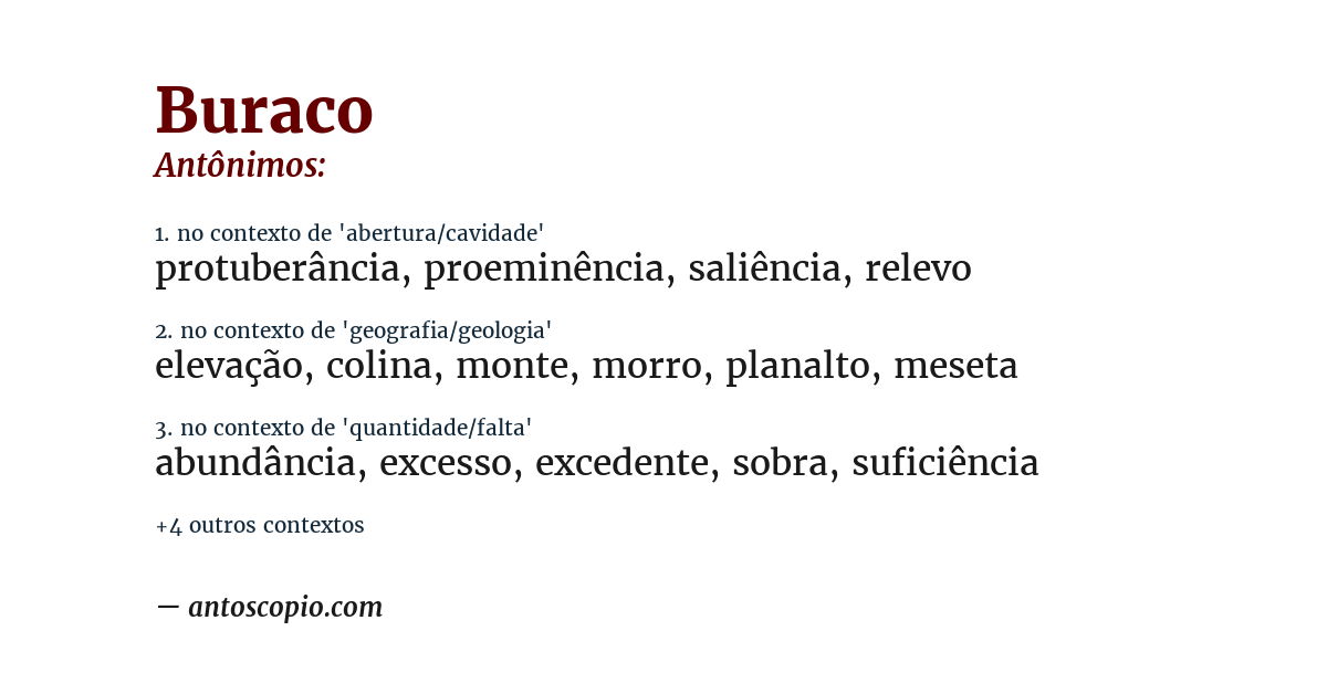Antônimo de buraco