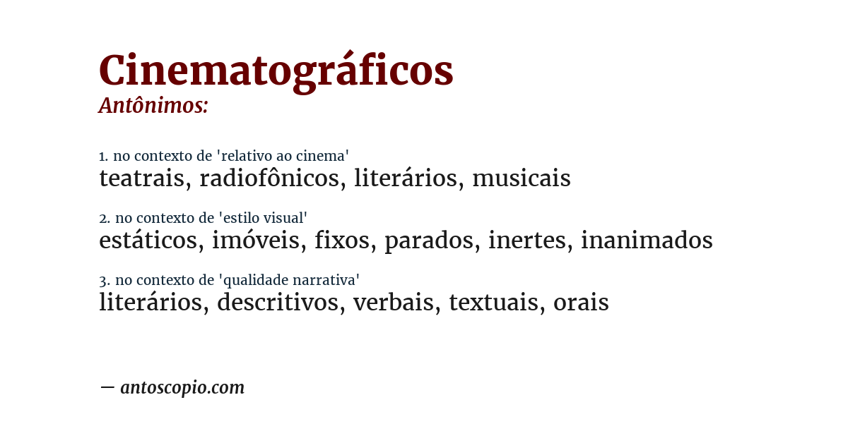 Antônimo de cinematográficos