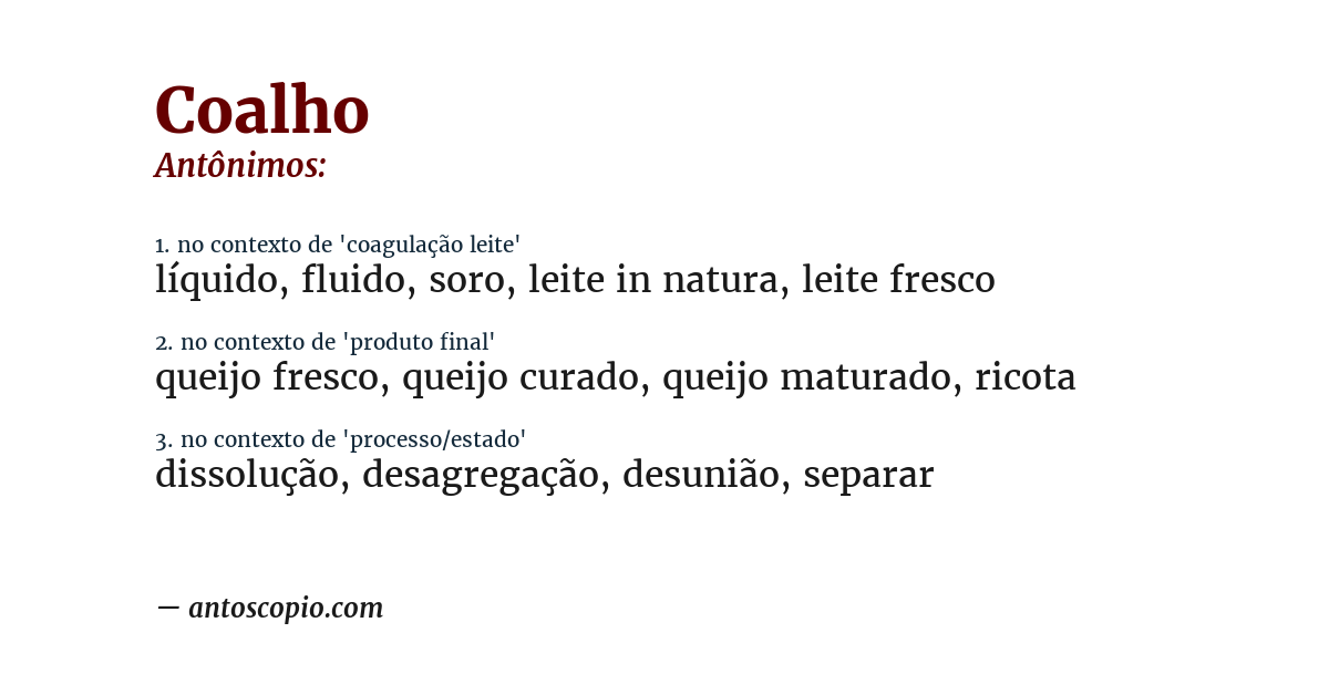 Antônimo de coalho