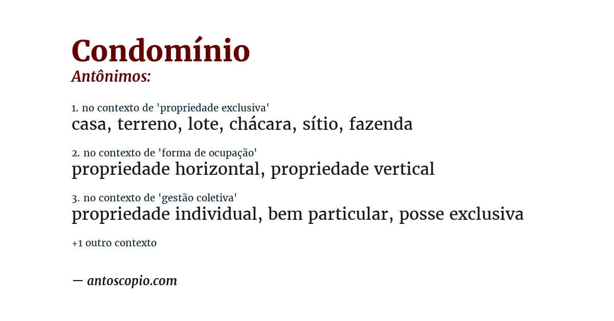 Antônimo de condomínio