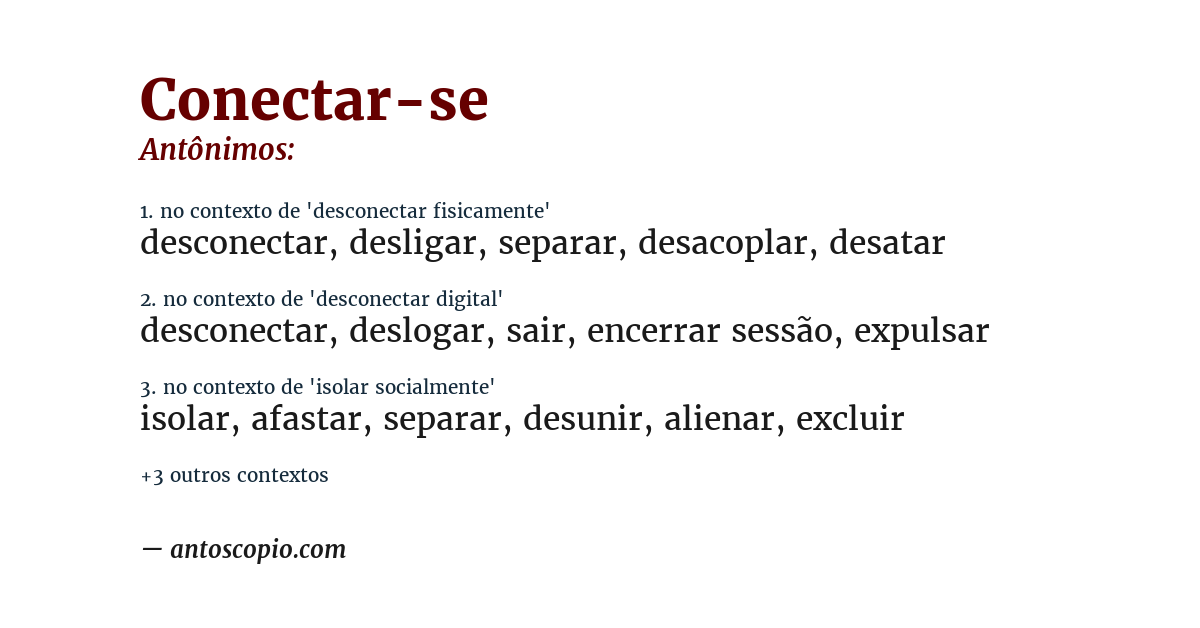 Antônimo de conectar-se