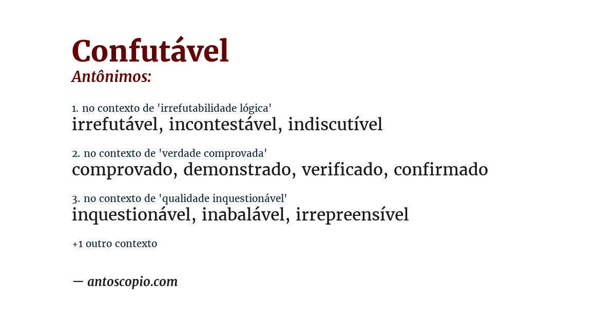 Antônimo de confutável