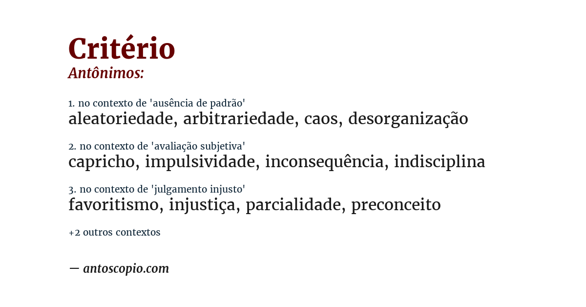 Antônimo de critério
