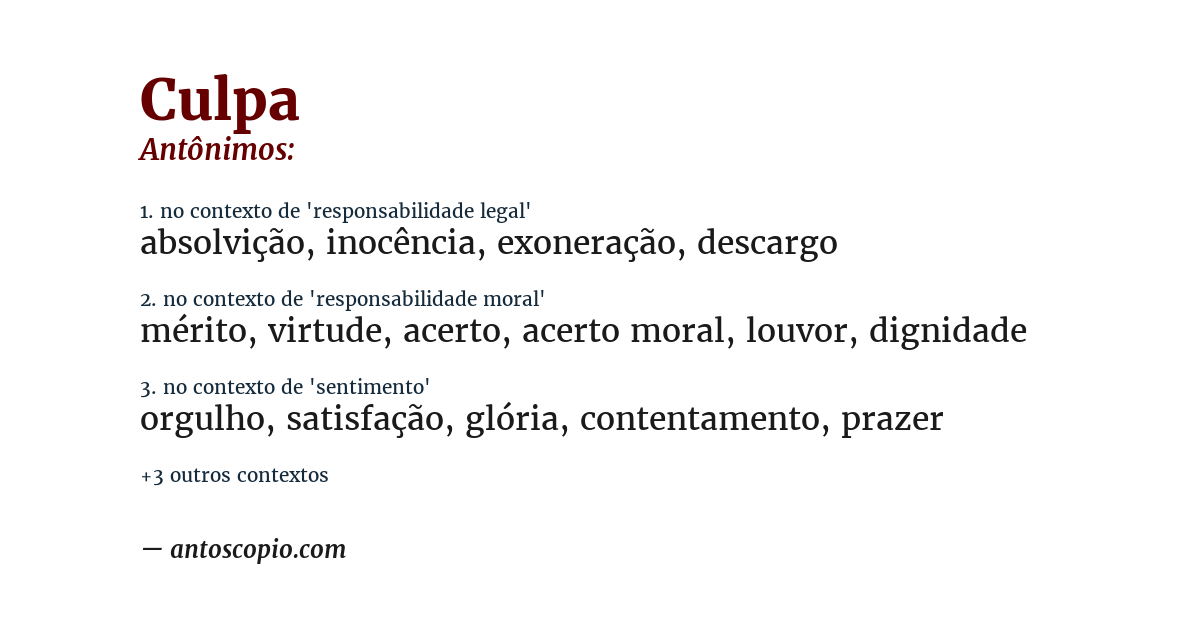 Antônimo de culpa
