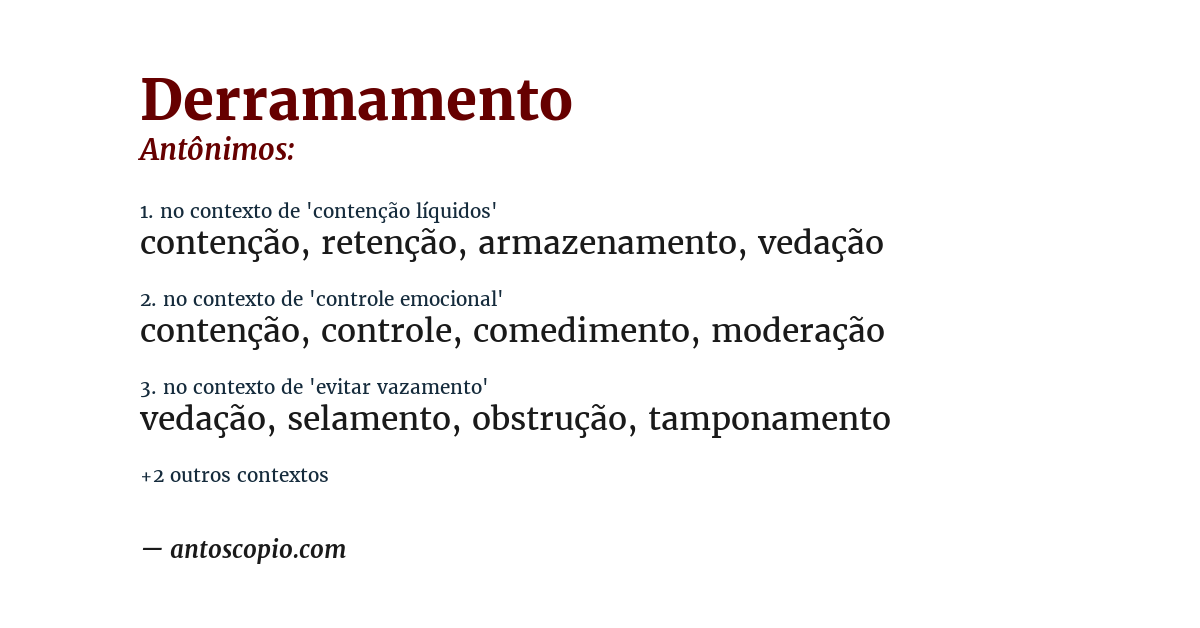 Antônimo de derramamento