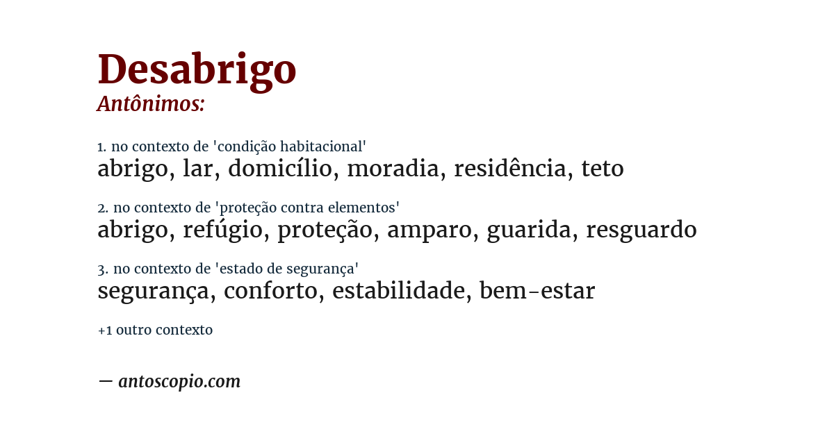Antônimo de desabrigo