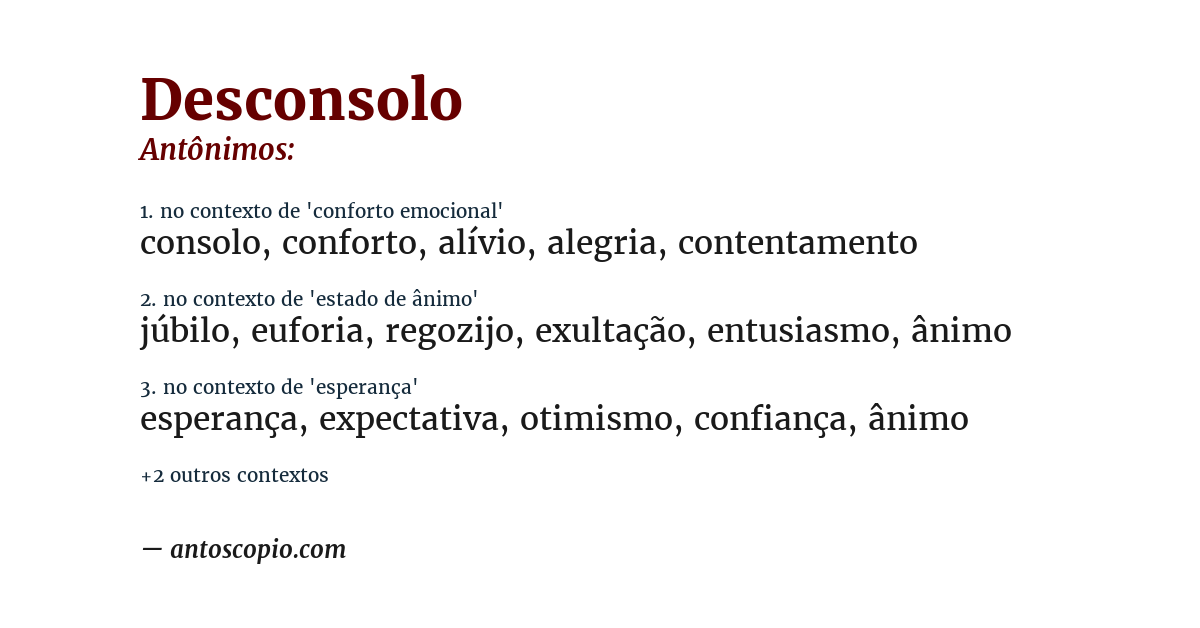 Antônimo de desconsolo