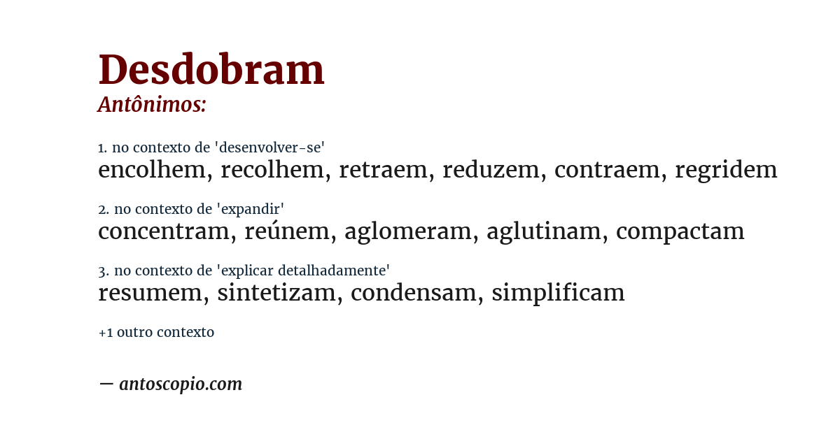 Antônimo de desdobram