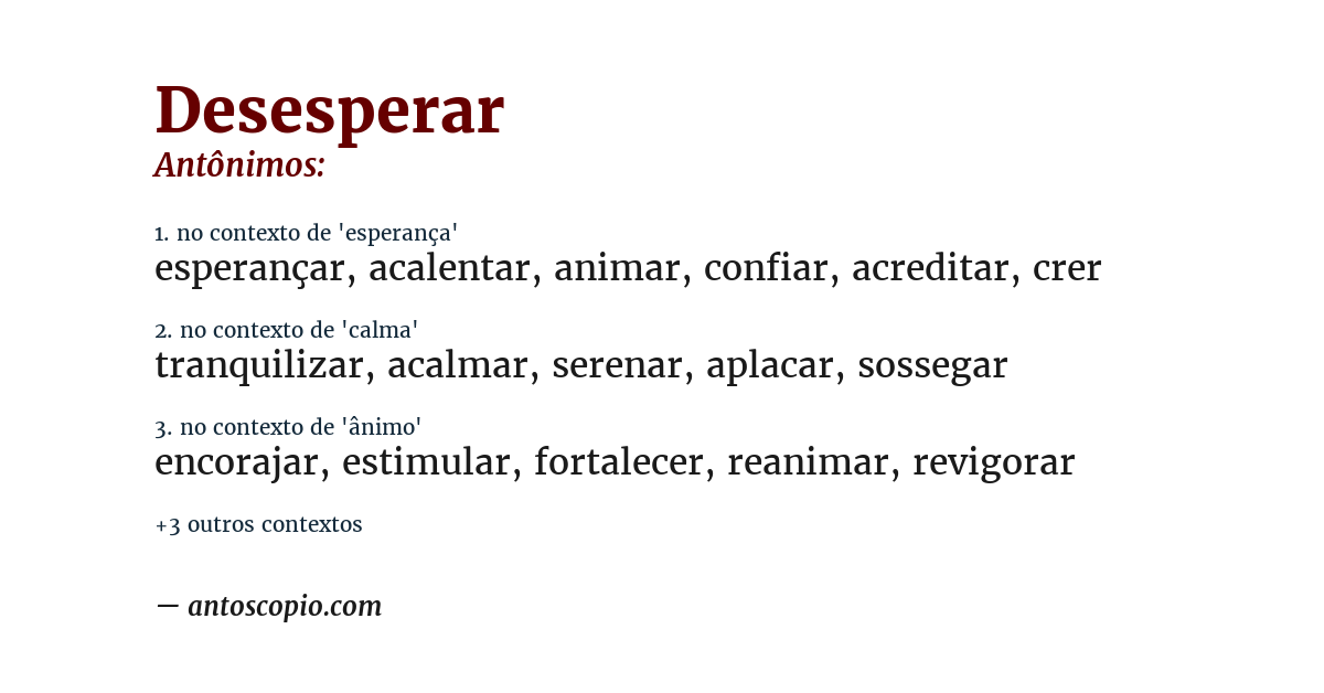 Antônimo de desesperar