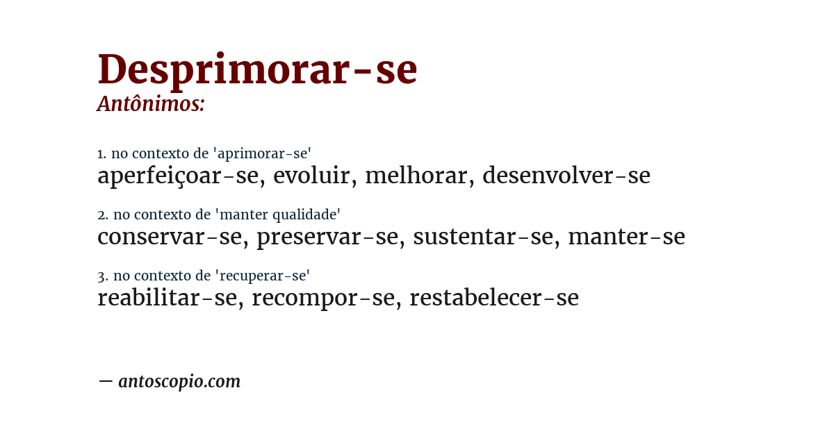 Antônimo de desprimorar-se