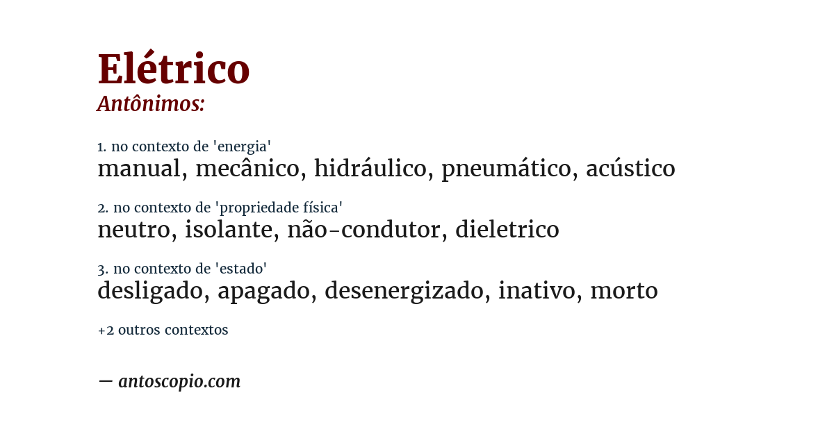 Antônimo de elétrico