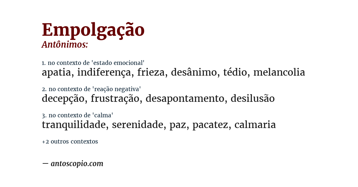 Antônimo de empolgação