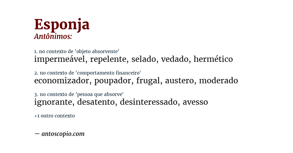 Antônimo de esponja