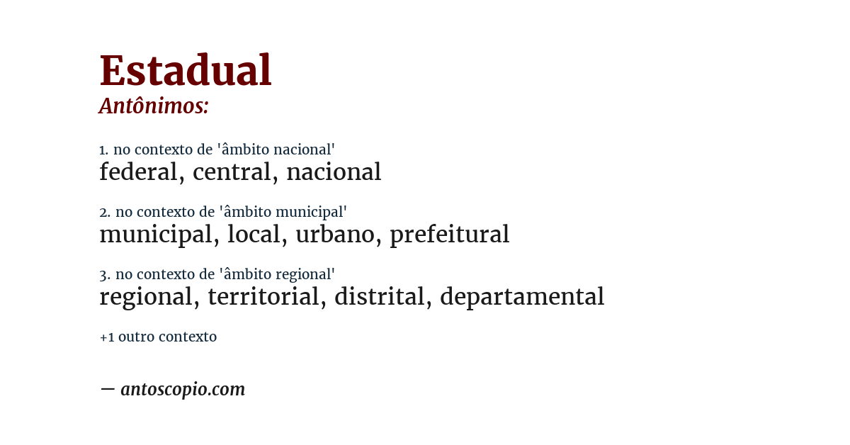 Antônimo de estadual