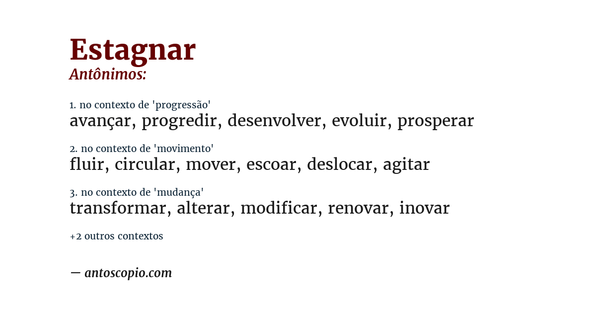 Antônimo de estagnar