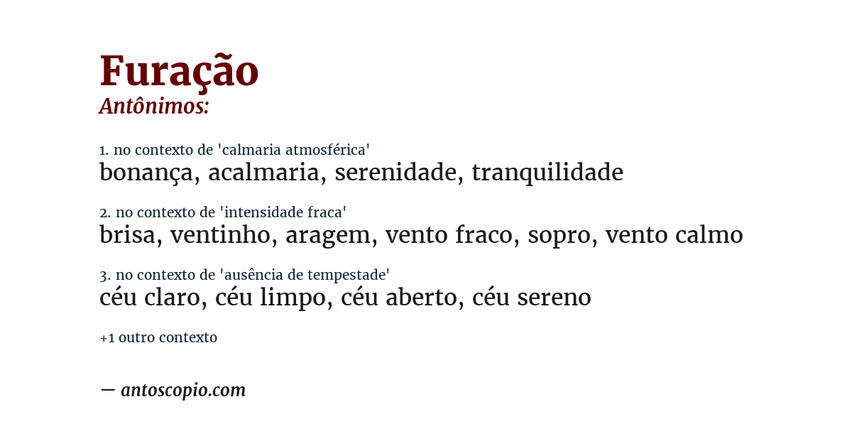Antônimo de furação