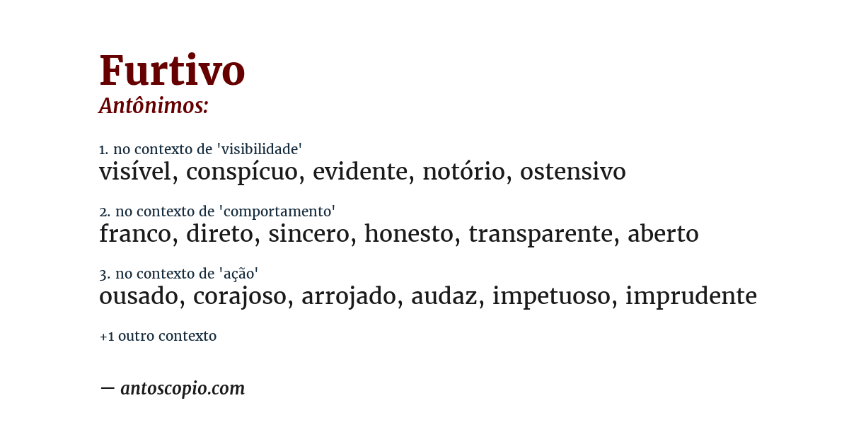 Antônimo de furtivo