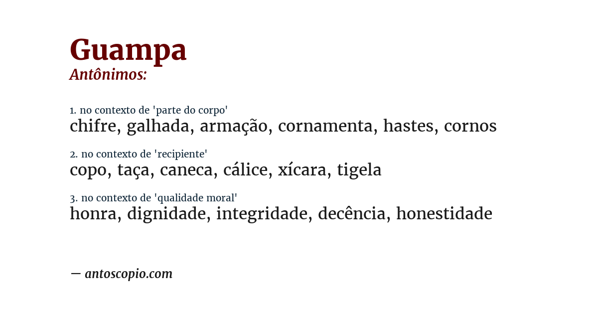 Antônimo de guampa