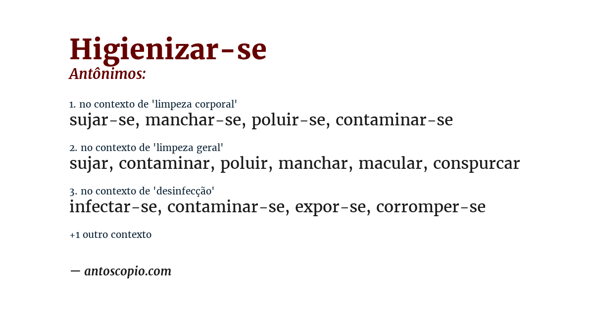 Antônimo de higienizar-se