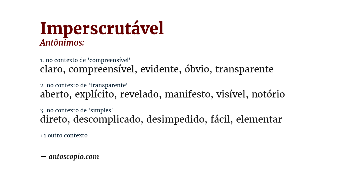 Antônimo de imperscrutável