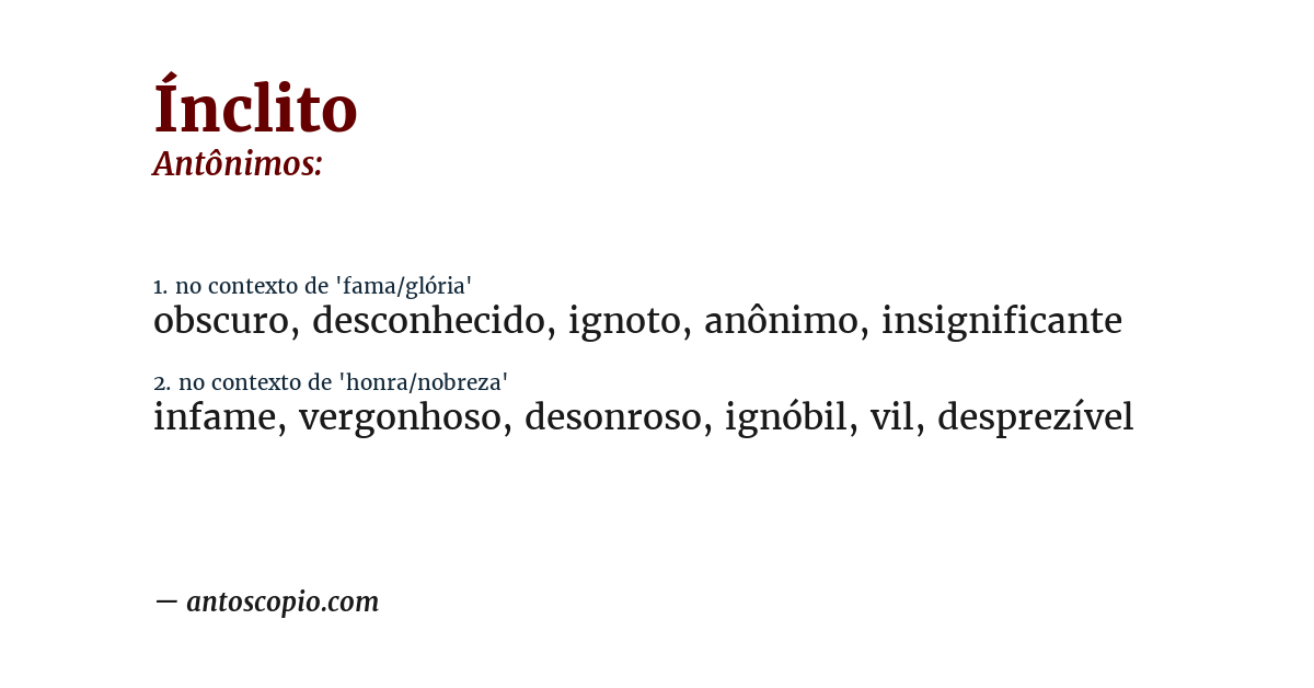 Antônimo de ínclito