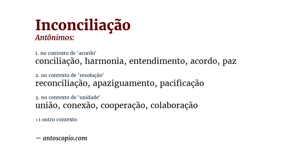 Antônimo de inconciliação